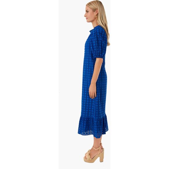 Tuckernuck Hyacinth House Royal Blue Eyelet Midi Tryall Dress XXS - Picture 4 of 5